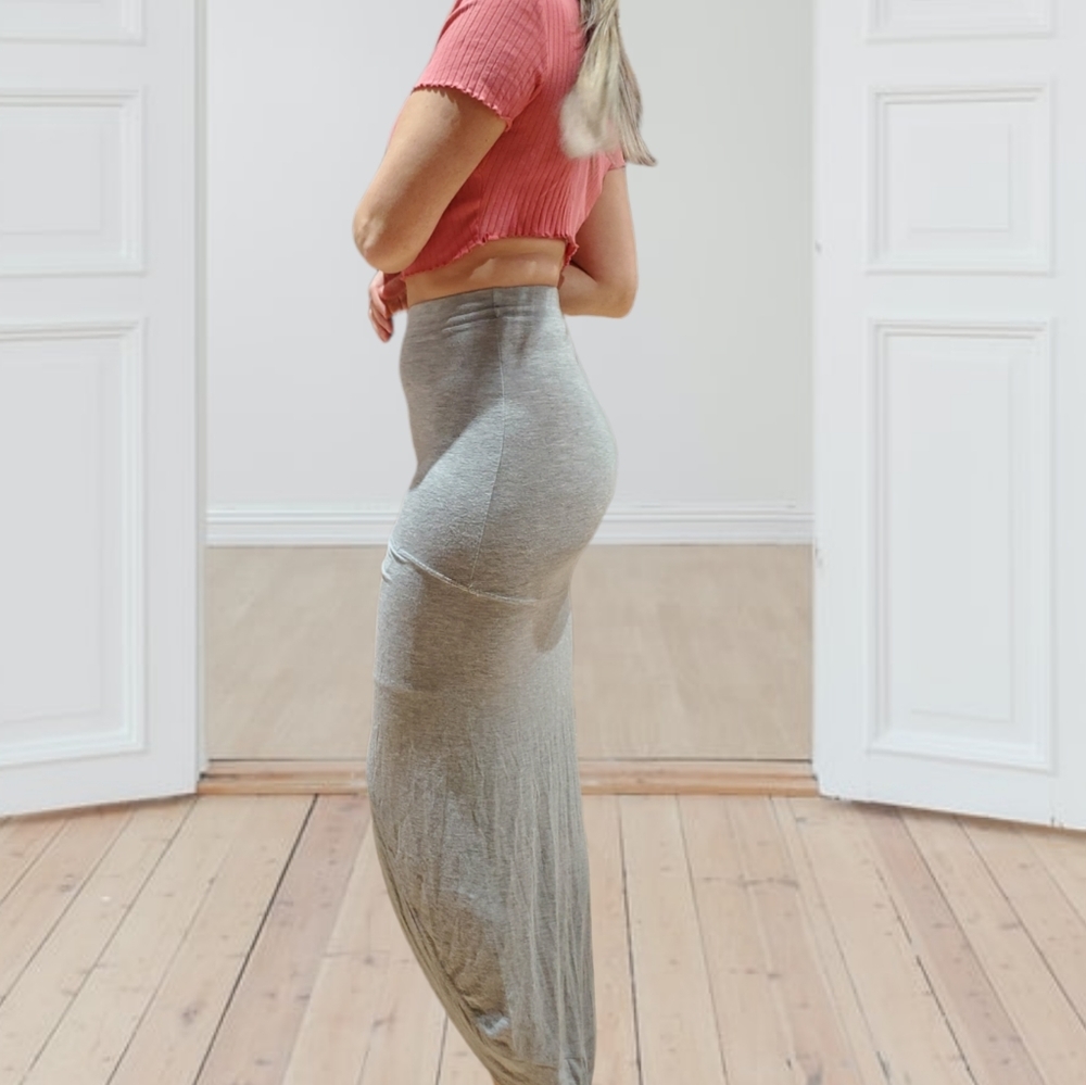 Rebel Sugar Rayon Curvy slit Skirt- Heather Grey- XS